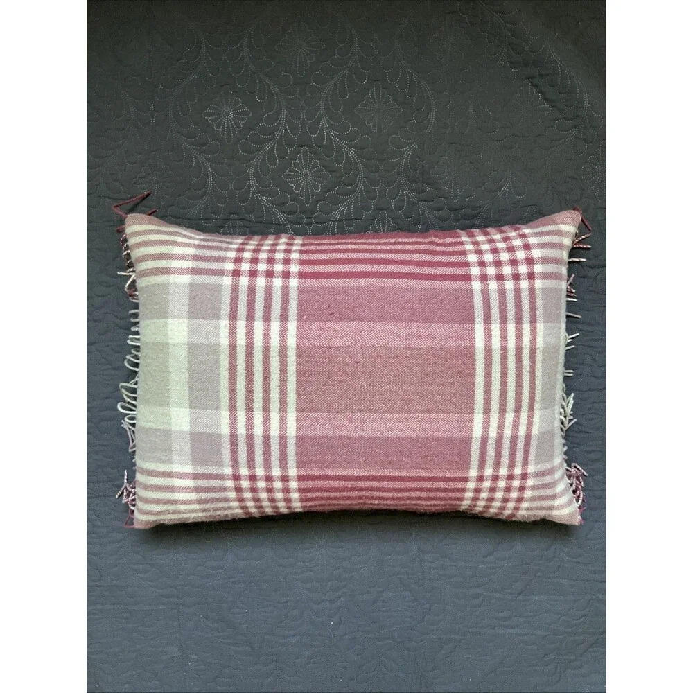 Ugg Charger Plaid Pillow 100% Wool 22”x 15” Home Accent Decor Comfort Farmhouse
